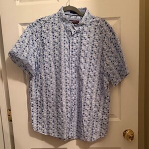 Johnston & Murphy White and Blue Airplane Pattern Shirt